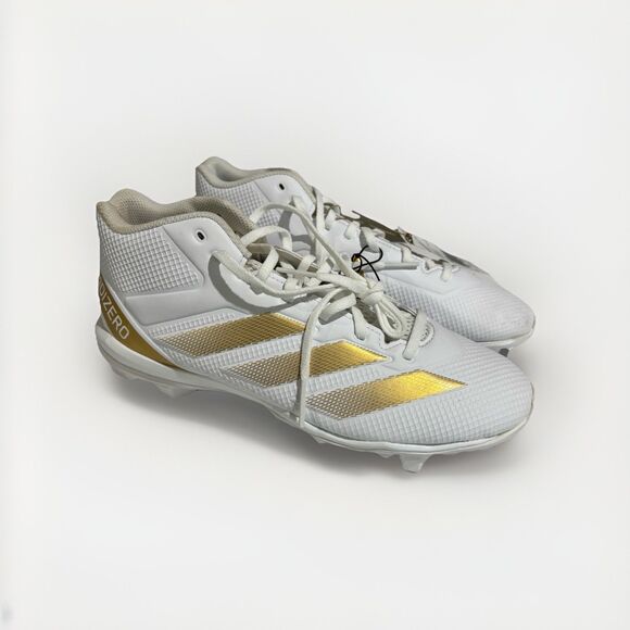 Adidas Adizero Impact.2 MD Mens Shoes Sz 9 White Gold Lace-Up Football Cleats - Picture 1 of 8